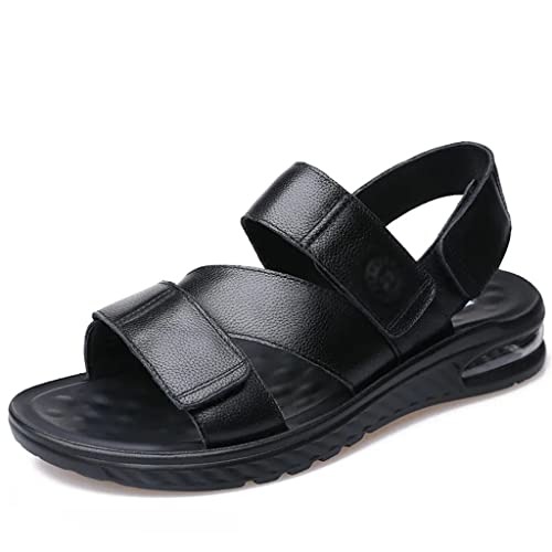 Man Sandals Split Leather Beach Shoes Comfort Casual Shoes Outdoor Non-Slip Men Shoes Breathable Footwear(38)