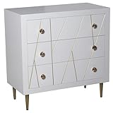 Bois et métal DRW Commode en Bois avec Trois tiroirs en Blanc et doré 80 x 40 x 80 cm, 80x40x80 cm