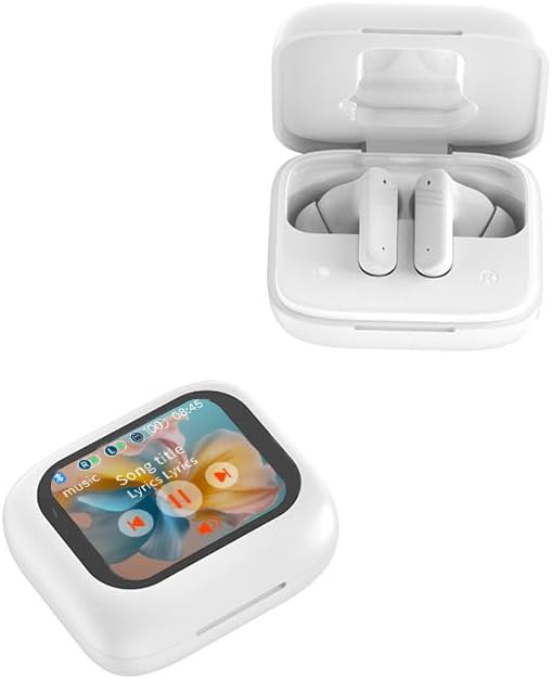 Touch Screen Earbud - Wireless Bluetooth 5.4 Earbuds Noise Cancelling Touchscreen Earbuds - Digital Display Headset Ideal for Sports Earphones - Waterproof Bluetooth (White) - Image 6