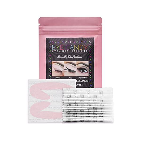 Eye-Candy-Eyeliner-Stencil-Pads-For-The-Perfect-Winged-Tip-Look-Created-by-Celebrity-Makeup-Artist-Reusable-Easy-to-Clean-Flexible-Cruelty-Free-Vegan-Made-in-USA-Starter-1-pk Eyeliner Stencils | Cat Eyeliner Stencil & Winged Eyeliner Tool | Made in USA & Created by Celebrity Makeup Artist | Reusable and Flexible Eyeliner Tape & Eyeshadow Tape | 24 Stencils