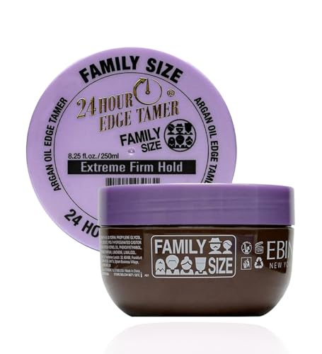 EBIN NEW YORK 24 Hour Edge Tamer - Extreme Firm Hold (8.5oz/ 250ml) - No Flaking, White Residue, Shine and Smooth texture with Argan Oil and Castor Oil