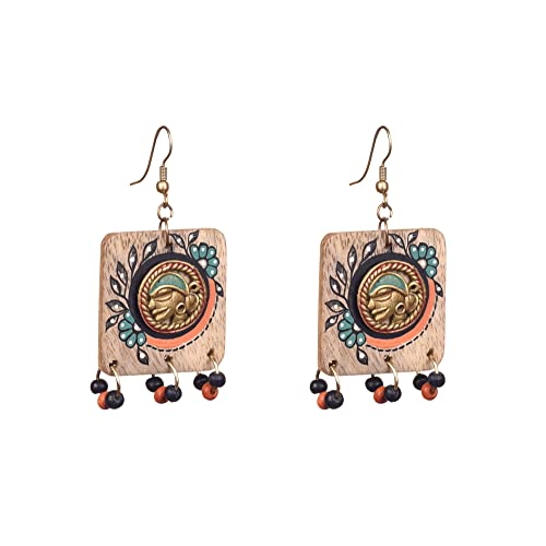 Image of Handcrafted Tribal Wooden Earrings Collection for Women - Butterfly, Princess & Modern Geometric Statement Designs