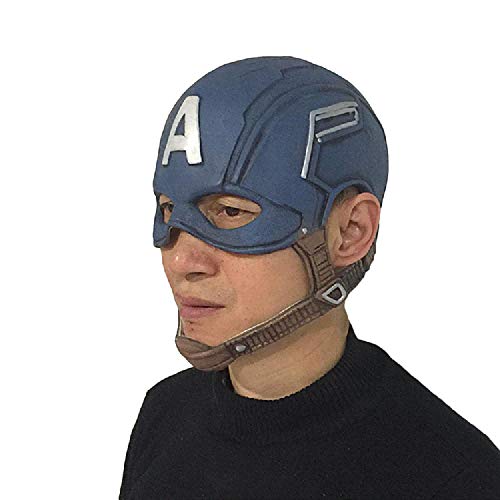 QWEASZER Capitán América Máscara Casco Adulto Marvel Avengers Látex Máscara Facial Completa Película de Halloween Cosplay Accesorios de Vestuario Accesorios,Captain America 1 2 3-50~70cm