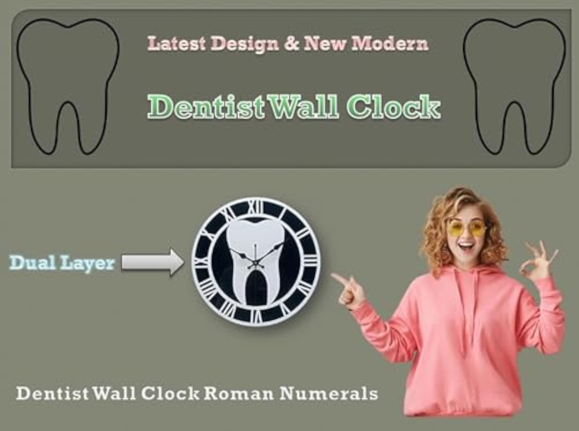 Roman Number Wall Clock with Ticking Movement