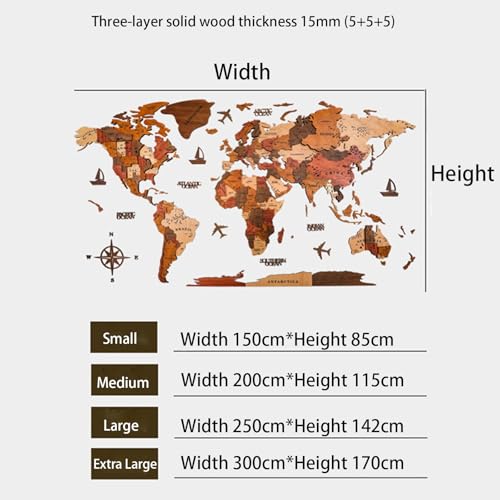 Arte de pared con mapa del mundo LED extragrande en 3D, madera acrílica, decoración moderna del hogar para sala de estar, idea de regalo única, mural de iluminación LED