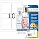 HERMA 8018 Wetterfeste Folienetiketten transparent, 25 Blatt, 96 x 50,8 mm, 10 pro A4 Bogen, 250 Stück, selbstklebend, bedruckbar, glänzend, blanko Klebeetiketten Aufkleber aus Folie, durchsichtig