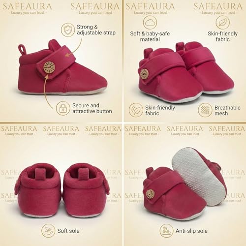 Image of Baby Shoes for Boys & Girls | Baby Boys Shoes | Soft Sole Shoes | Lightweight Breathable Baby Booties | Newborn Shoes (3-12 Months)