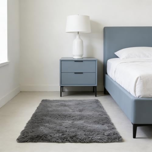 Tapis de salon 180 x 195 cm gris moderne et moelleux pour canapé - 2