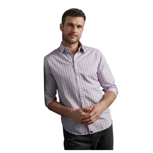 UNTUCKit Dolcetto Wrinkle Free - Untucked Shirt for Men, Long Sleeve, Pink, Large, Regular Fit