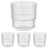 APS 10561 Vaso para beber LINEA - Vaso de plástico Tritan, sin BPA, apilable, reutilizable y apto para lavavajillas, 220 ml, cristalino (Paquete de 4)