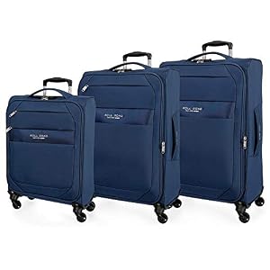 Roll Road Roll Road Royce Kofferset Blau 55/66/76 cms Weich Polyester Kombinationsschloss 196L 4 Räder Handgepäck Roll Road Roll Road Royce Kofferset Blau 55/66/76 cms Weich Polyester Kombinationsschloss 196L 4 Räder Handgepäck