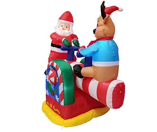 4 Foot Animated Christmas Inflatable Santa Claus And Reindeer On Teeter Totter Outdoor Yard Decoration #TOP6