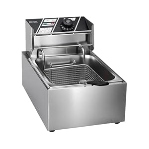 Electric Fryer 10L/10.5QT Stainless Steel Single Can Commercial Fryer with Basket, 2500W 110V Countertop Fryer for Home Kitchen and Restaurant with Oil Thermometer and Temperature Control