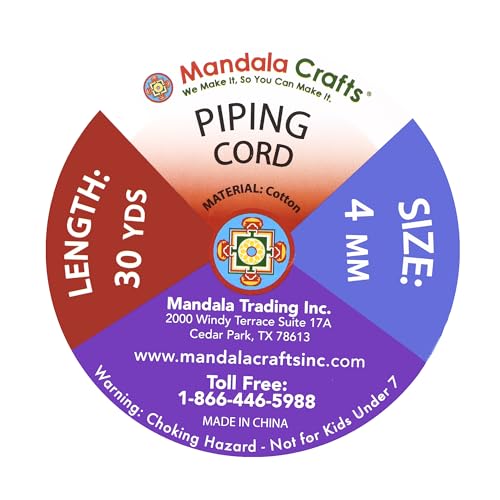 Mandala Crafts Red Soft Replacement Drawstring Cords for Sweatpants Bags - Piping Cord for Sewing Upholstery - 30 Yds 4mm Cotton Cording Macrame Rope Corset Strings - Thumbnail 3
