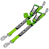 VULCAN Auto Tie Down with Twisted Snap Hooks - 96 Inch, 2 Pack - High-Viz - 3,300 Pound Safe Working Load