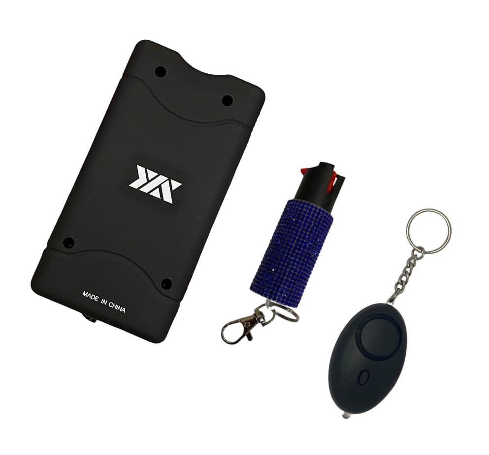Stun Gun/Personal Alarm/Pepper Spray Emergency Safety Kit (Black TASER/B PA/BO Blue PS)