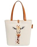 So'each Canvas & Beach Tote Bag Animal Giraffe Art Graphic Handbag Shoulder Bag