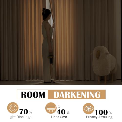 Image of Beauoop Beige Velvet Curtains 72 Inches Long 2 Panels for Bedroom Living Room Soft Luxury Room Darkening Thermal Insulated Soundproof Rod Pocket Window Treatments Drapes, 52X72 Set of 2