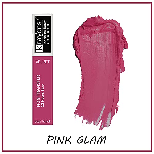Image of Krayons Insta Dri Sparkling Eyeliner, Silver, 7ml And Power Stay Nontransfer 12hrs Stay Matte Liquid Lipstick, Pink Glam, 4ml