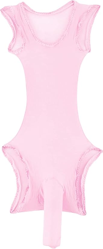 Mens Jockstrap Bodysuit Sheer See Through Underwear One Piece Bulge Lace Bodysuit Leotard Lingerie Nightwear Pink,One Size