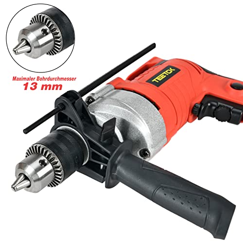 Schlagbohrmaschine Bausatz(780 W,Mit 10 Gängigen Zubehörteilen,2 in 1 Bohrhammer & Bohrmaschine Funktion,)mit Tiefenbegrenzer und Gürtelhaken .Verwendet für Holz, Metall, Beton usw. – Bild 2