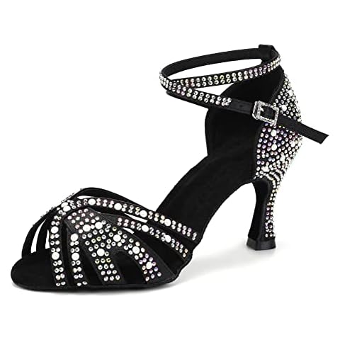 TINRYMX Zapatos Baile Latin Mujer Punta Abierta de Salón Baile Tango Salsa de Baile Cover