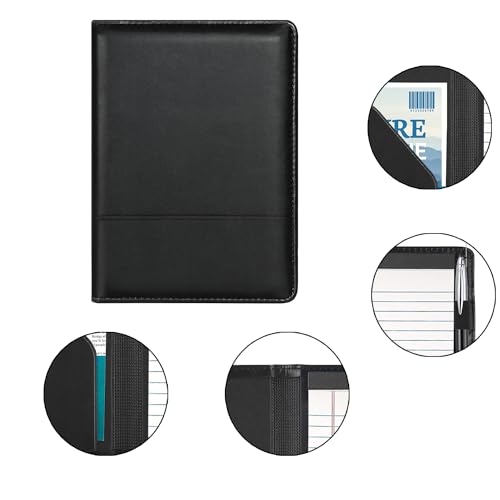 Image of Gorbado Padfolio /Portfolio Binder, Mini Padfolio Portfolio Binder 5 x 8 Legal Writing Pad, A5 Document Organizer Folder for Men Women, Black.