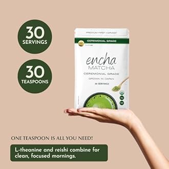 Encha Ceremonial Grade Matcha Powder - Organic First Harvest Japanese Matcha Green Tea, Matcha Tea From Uji, Japan (60g/2.12oz)