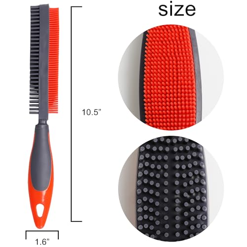 Image of Rubber Pet Hair Removal Brush for Couch Clothes Dog Cat Pet Hair Carpet, Also Used as Dog Cat Bath Brush with Massage Effect (orange)