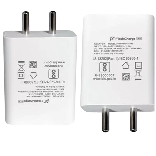 Image of 44W Original Adapter for Vivo V23 /V25 /V25E /V25 Pro /V27 Pro /V27 /V27E /Y200 /Y200E /T2X /T2 Pro /V29|Iqoo Z6 Lite /Z6 /Z7S /Z9X /Z9 5G /Z6X,44Watt Charger,White