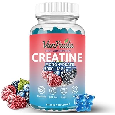 Creatine Gummies Monohydrate, Chewable Creatine Monohydrate, Muscle Boost, Energy Boost, Pre-Workout Supplement, Enhanced Bursts, Vegan, Muscle Growth Support, Recovery & Performance, Gluten Free