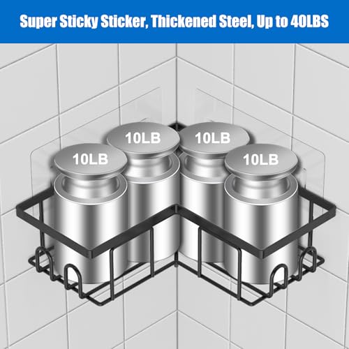 UUlioyer Corner Shower Caddy, Rustproof Bathroom Shelf No Drilling, Bath Storage with Hooks (2-Pack Corner Shower Caddy- Black) - Cosy Home Interiors UUlioyer Corner Shower Caddy, Rustproof Bathroom Shelf No Drilling, Bath Storage with Hooks (2-Pack Corner Shower Caddy- Black) - Image 7