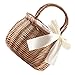 HOMSFOU Wicker Rattan Blumenkorb Vintage Rustikale Blumenmädchenkorb Bonbonkorb für Hochzeiteremonie Ostern Party