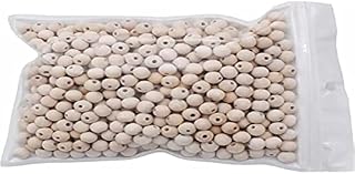 NC 500 Pcs x 10 mm Unfinished Natural Wood Beads for Wreaths, Crafts and DIY Decorations, Suitable for Home and Holiday Decoration and Jewellery Making (Natural, 10 mm)