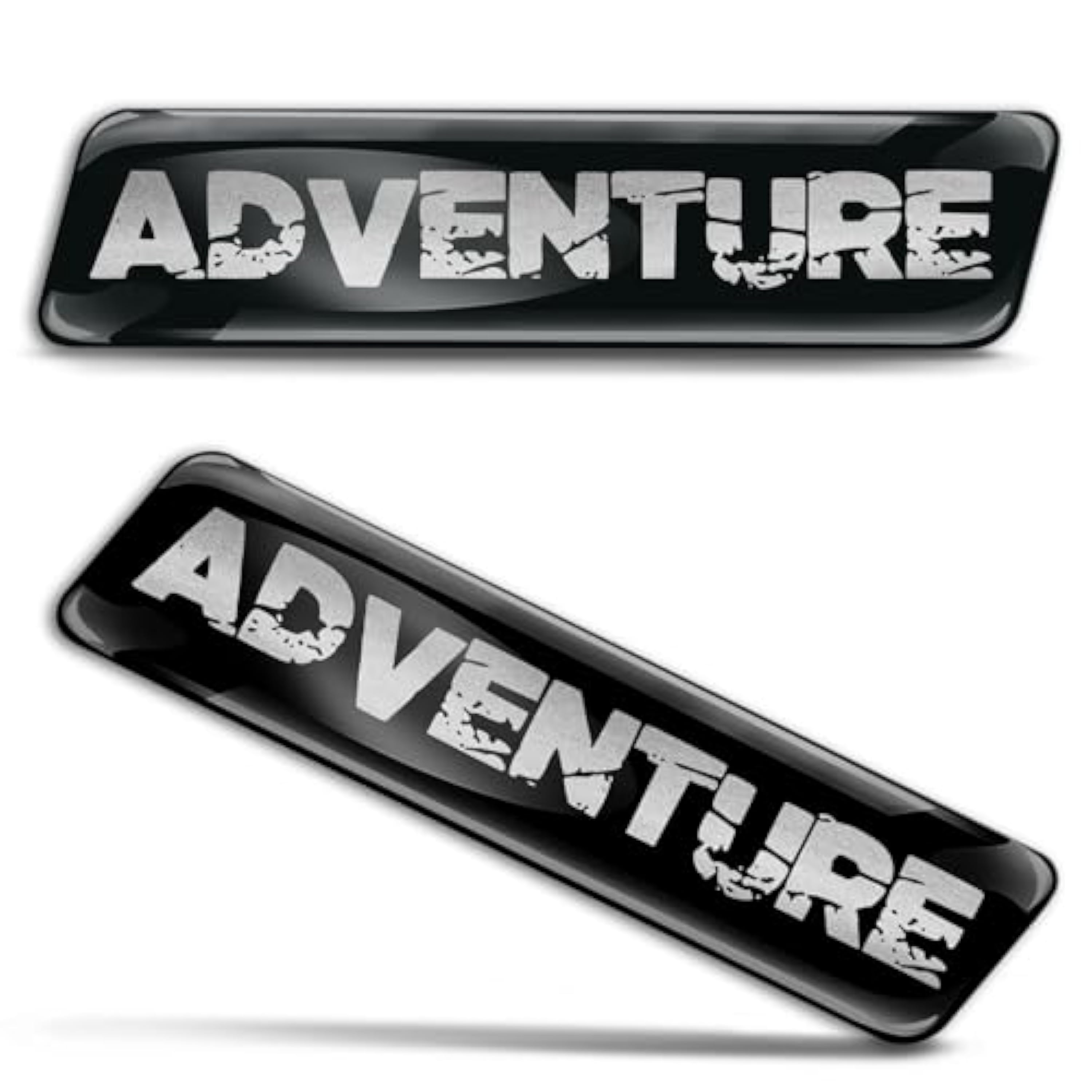 Biomar Labs 2 pegatinas 3D de gel de silicona para parachoques, calcomanías para coche, moto, casco, bicicleta, color negro y plateado, aventura KS 14