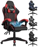 bigzzia Gaming Stuhl, Ergonomischer Gaming Chair mit Belüftetem Sitzkissen, Lendenstütze & Kopfstütze, 90°-135° Verstellbare Rückenlehne, PC Stuhl für Erwachsene Mädchen Junge, Gaming Sessel Rot