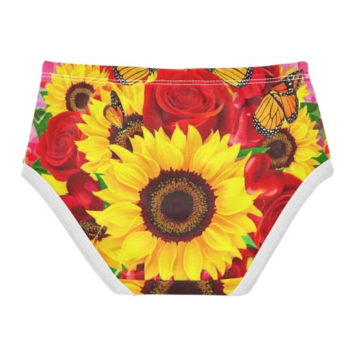 Flower Girls Underwear Toddlers 2t Cotton Girl Panties Cute Butterfly Sunflower Red Rose Kids Undies Briefs2