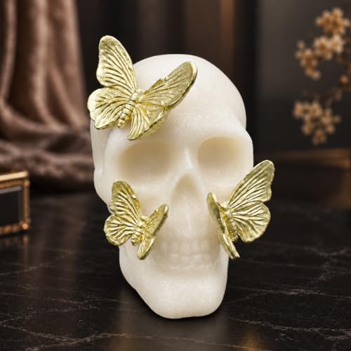 LFLKPY Halloween Skull Decor with LED Glow, Gothic Resin Skull Statue - image 1