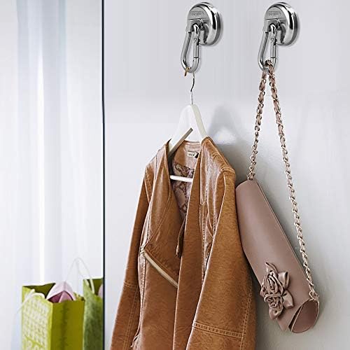 Ant Mag Magnetic Hooks 63KG (140LBS) Heavy Duty Neodymium Magnet with Swiveling Carabiner Magnet Snap Hook for Indoor/Outdoor Hanging Bag Kitchen Garage Magnet Type Cruise Ship Magnetic Hook