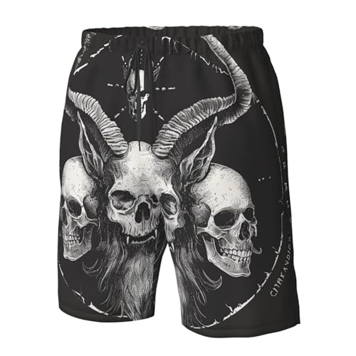 Men's Quick Dry Swim Shorts Demon Skulls 666 Mystical Magic Gothic Satan Hell Black Beach Trunks with Pockets4
