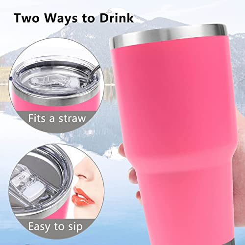 Toopify 30 Oz Stainless Steel Insulated Tumbler Travel Mug With Straw Slider Lid, Cleaning Brush, Double Wall Vacuum #TOP3
