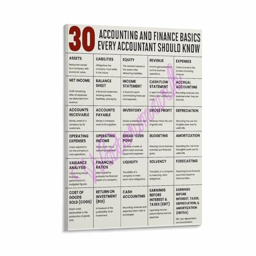Accounting And Finance Basics Chart Poster with 30 Key Concepts