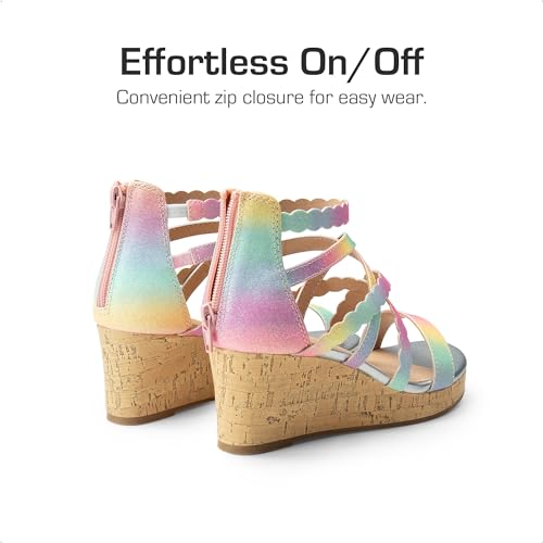 Image of DREAM PAIRS Girls Wedge Sandals Flatform Open Toe Platform Sandals Flower Wedding Party for Little Kid /Big Kid