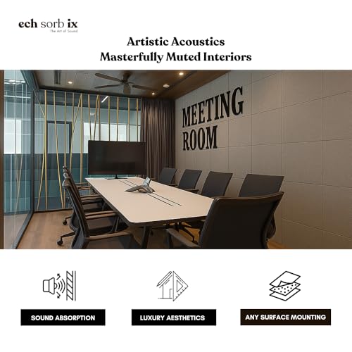 Image of MMT Acoustix Premium Felt Acoustic Panels for Offices, Bedrooms & Studios | Sustainable PET Felt Panels for Echo Reduction & Sound Absorption | 2x2 Ft, 9mm Thick Smoke Exceptional - Pack of 8