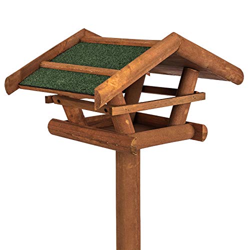 Vogelhaus aus Holz inkl. Ständer ca. 42x23x30cm | Vogelhäuschen für Vogelfutter – Futterhaus/Vogelfutterstation – Schutz gegen Schnee & Regen | Futterstation, Futterstelle, Vogelfutterhaus - 2