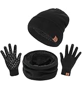 TAGVO Cappello Sciarpa Guanti Invernale Set, Interno in Pile Morbido Spesso, Uomo Donna Invernali Berretto in Maglia con Sciarpa Beanie Collo della Ciarpa 3 Pezzi