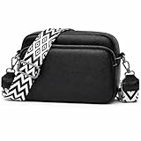 Sac Bandoulière Femme Sacs Femme noir Mode Cuir PU Bandoulièr Bandoulieres avec Réglables bandoulière pour le travail au quotidien le shopping les rendez vous galants et les voyages,24x16x12 cm
