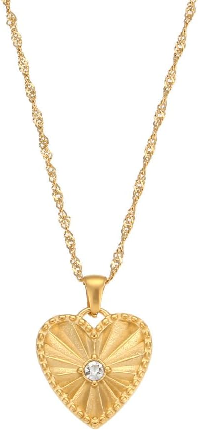 Bernice 18K Gold-Plated Stainless Steel Minimalist and Trendy Sweater Chain Cubic Zircon Pendant Necklace