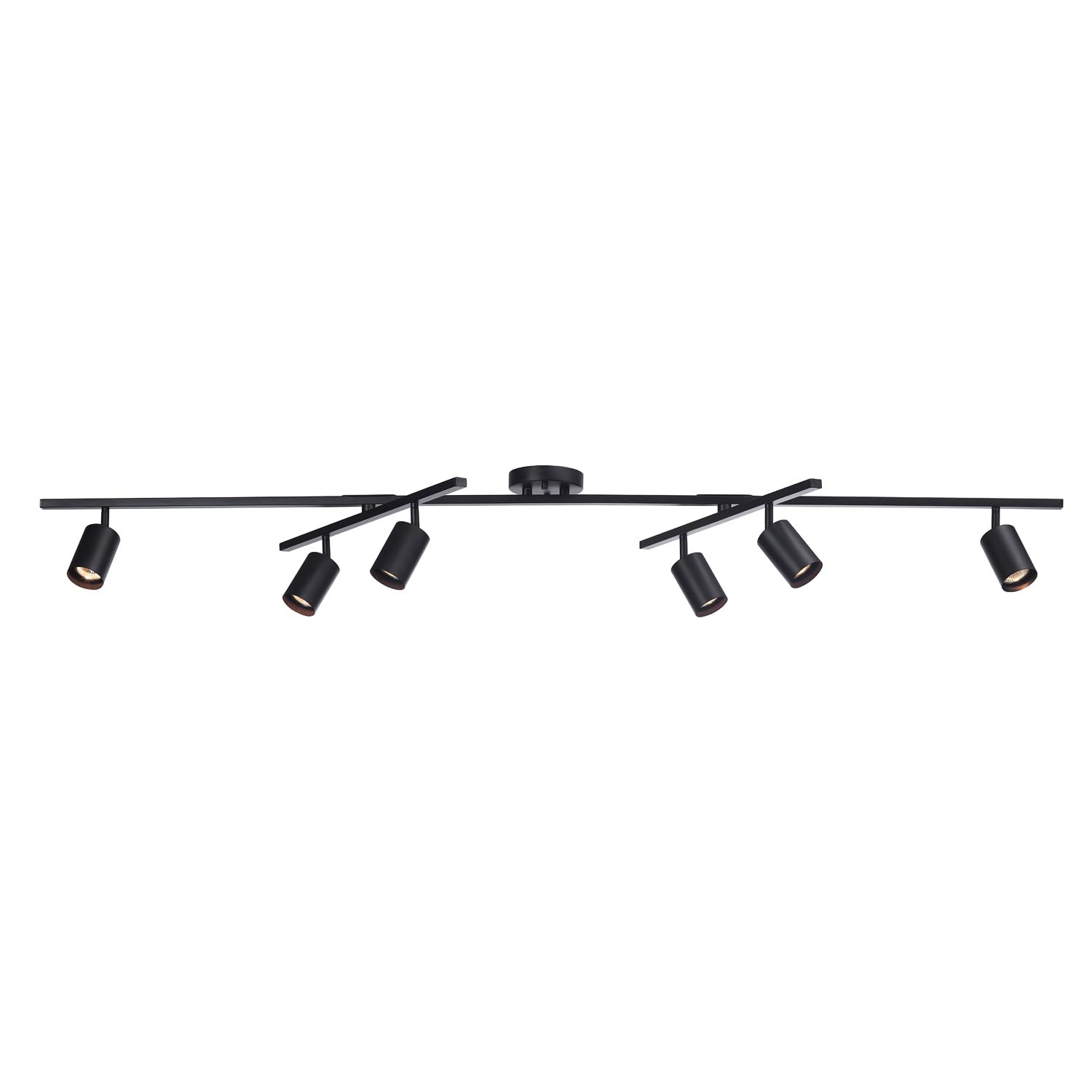 Globe Electric 59463 6-Light Track Lighting, Matte Black, Center Swivel Bars