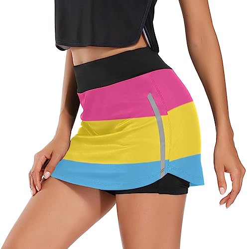 ODAWA Saia de tênis Pride feminina com bolsos, shorts atléticos de golfe, saia esportiva para corrid